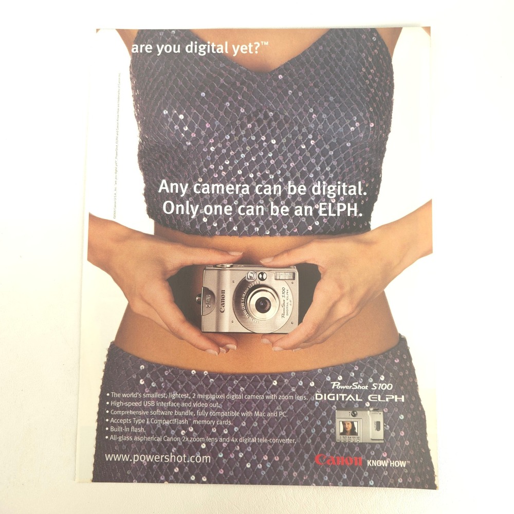 Canon PowerShot S100 Digital ELPH Print Ad Y2K Camera Collector Tech Wall Art